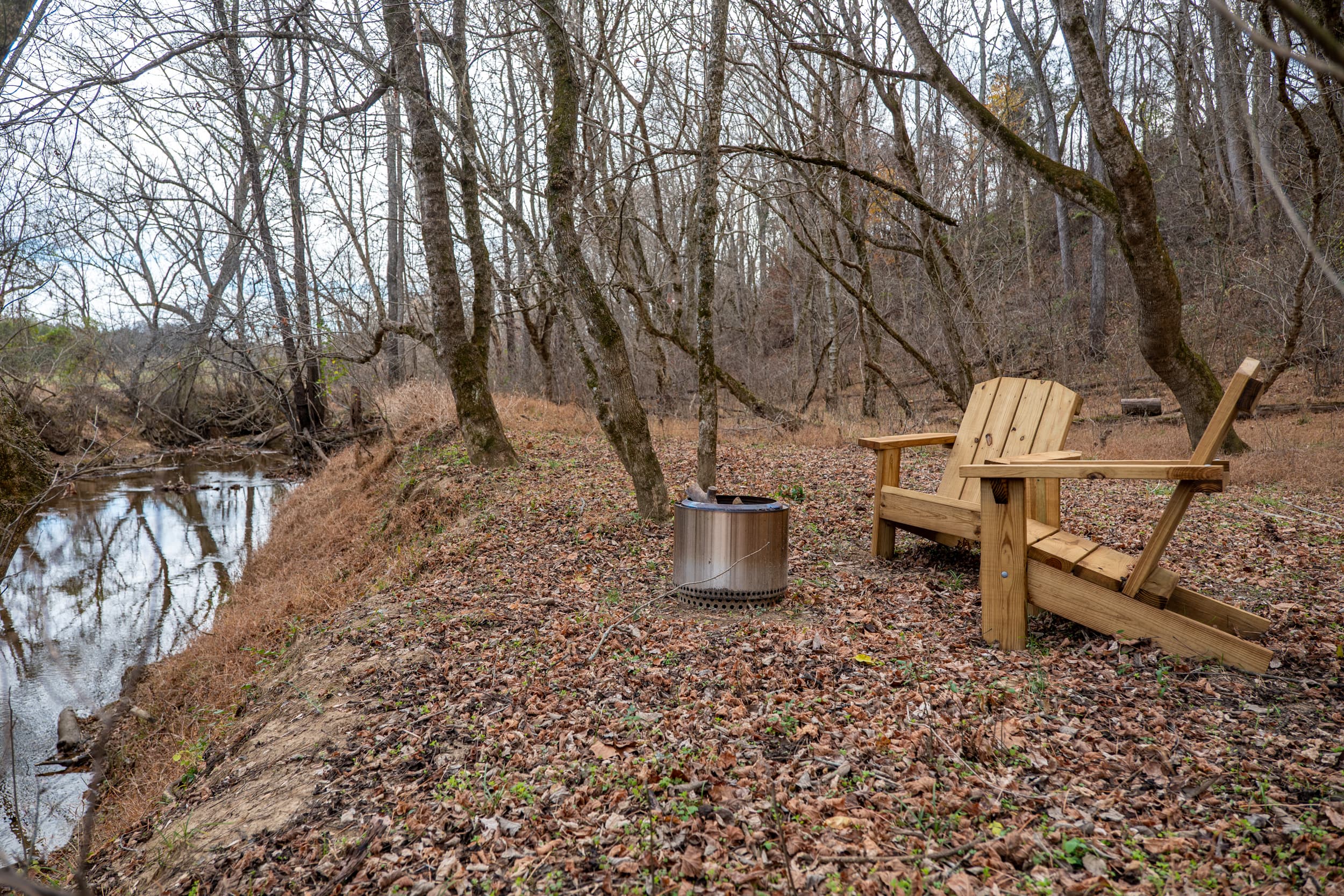 Adirondack chairs looking out over the hillside at Ingleside Farm